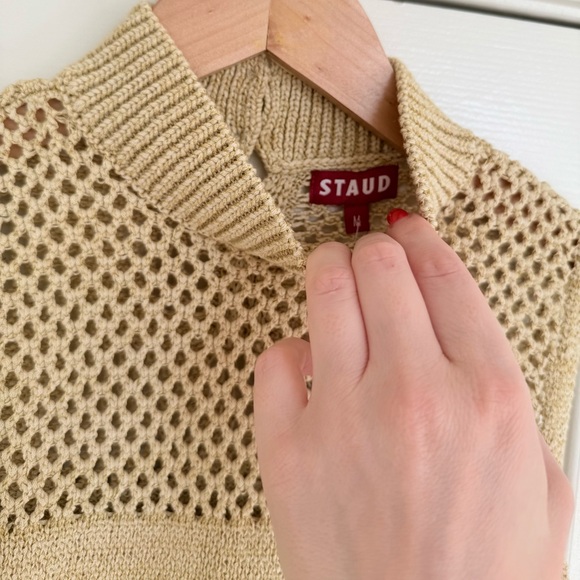 STAUD Adair Midi Sleeveless Knit Dress Size M Beige Tan Cream NWT - Picture 11 of 12